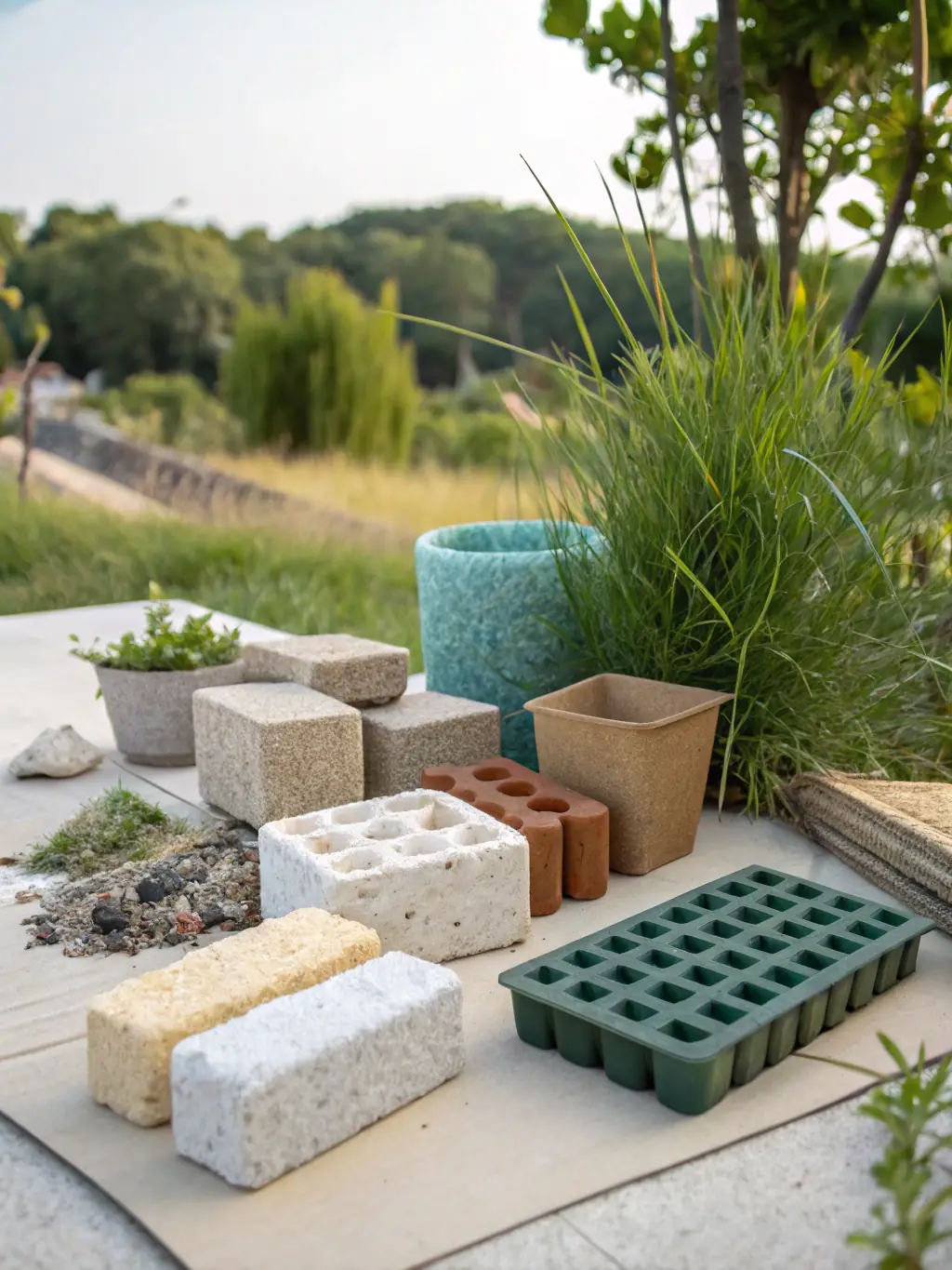 A high-angle, close-up shot of a stack of recycled plastic lumber, showcasing its wood-like texture and uniform color, suitable for outdoor decking and fencing applications by RePolyBuild International.